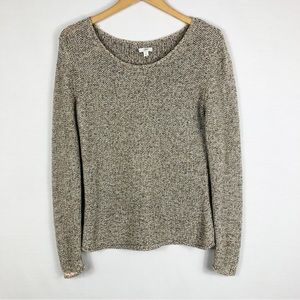 J. Jill Open Knit Cotton Pull Over Sweater | Beige Brown | Size Small